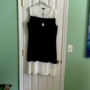 Misook Black and White Sleeveless Dress